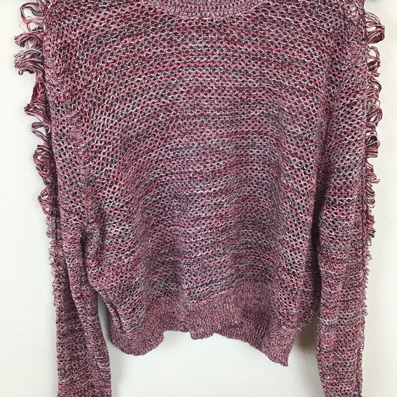 IRO Sweater Crop Pullover Distressed Knit Red M - Picture 3 of 8